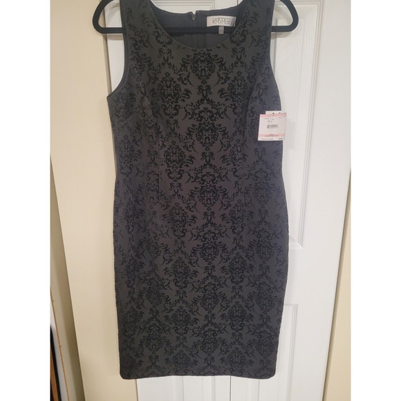 Kasper Black Damask Sz 10 or 14 Sleeveless Dress; Party, Wedding MSRP 99.00 - Picture 1 of 7